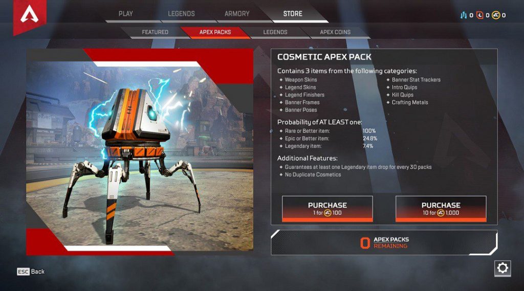 Apex Legends loot boxes